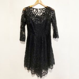 Free People Long Sleeve Scoop Neck Lace Dress